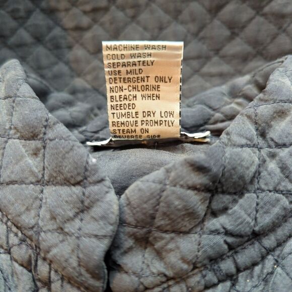 Vintage Laissez Faire Quilted Barn Chore Jacket Womens Small Black Silk Pockets - Picture 8 of 8